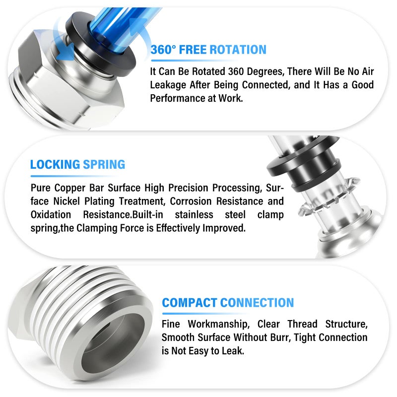 TAILONZ PNEUMATIC Male Straight 3/8 Inch Tube OD x 1/2 Inch NPT Thread Push to Connect Fittings PC-3/8-N4 (Pack of 20) - Image 3